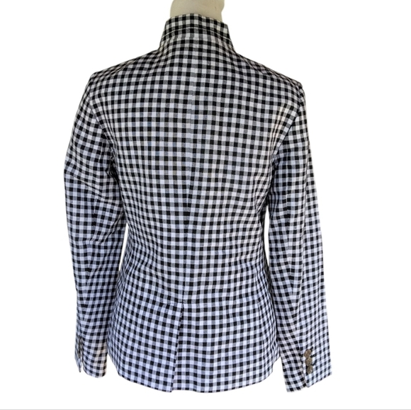 Talbots Wesley Linen Cotton Blend Notched Collar Gingham Blazer Size 2 - Picture 5 of 9